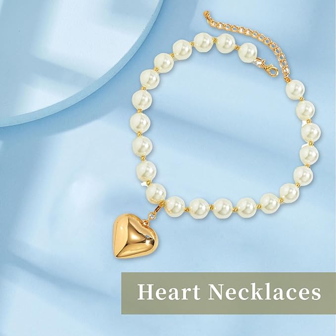 Perlen Choker Gold - Herz Anhänger