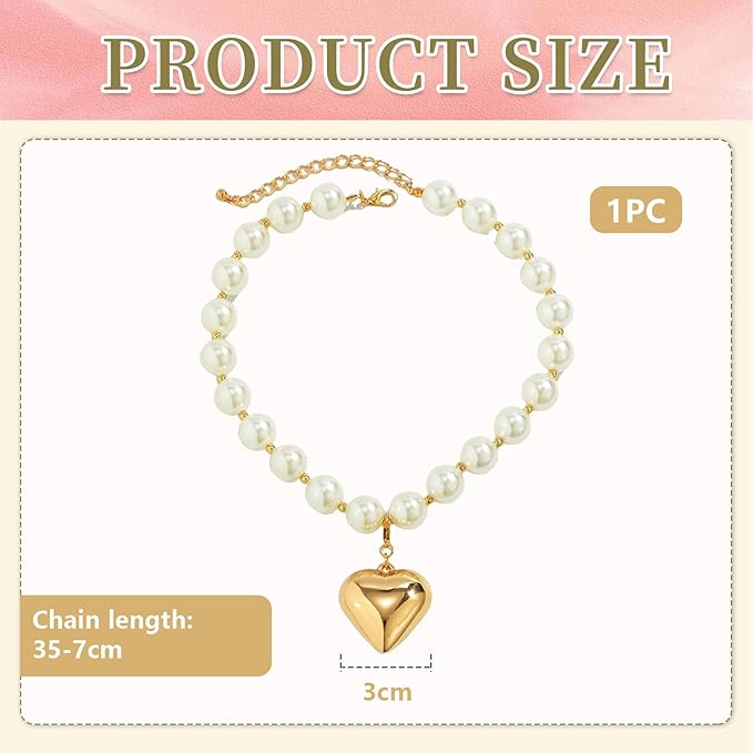 Perlen Choker Gold - Herz Anhänger