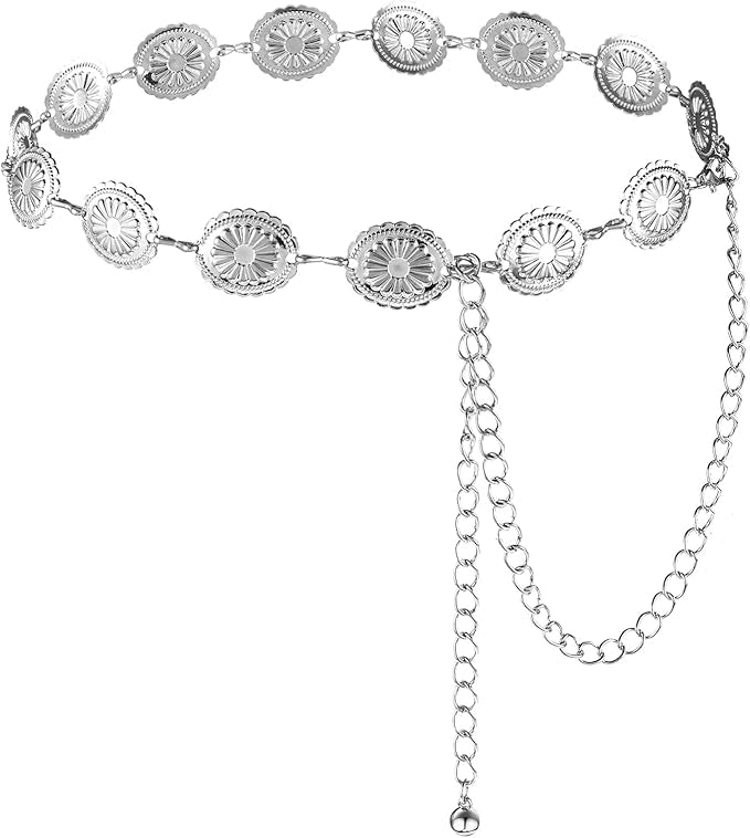 Kettengürtel Silber - Oval mit Blumenmuster