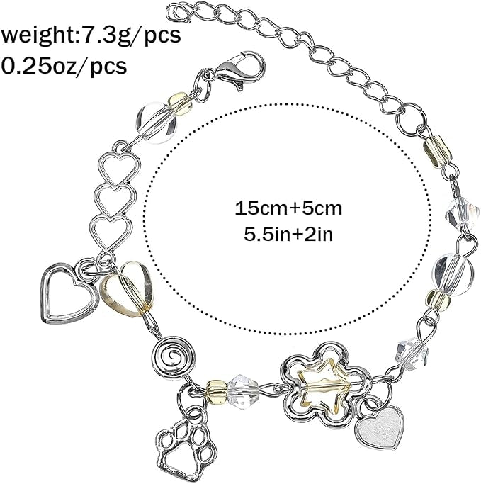 4 süße Y2K Perlenarmbänder Silber