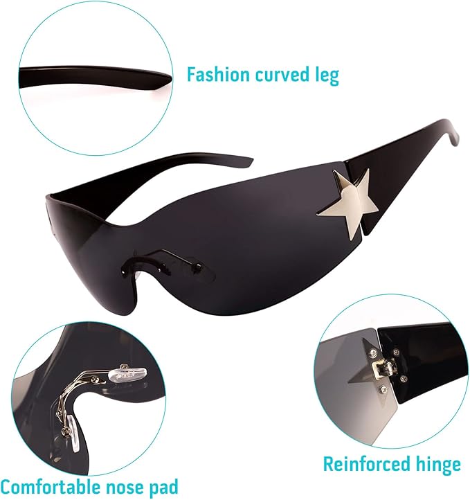 Runde Y2K Sonnenbrille mit Stern - Doppelpack