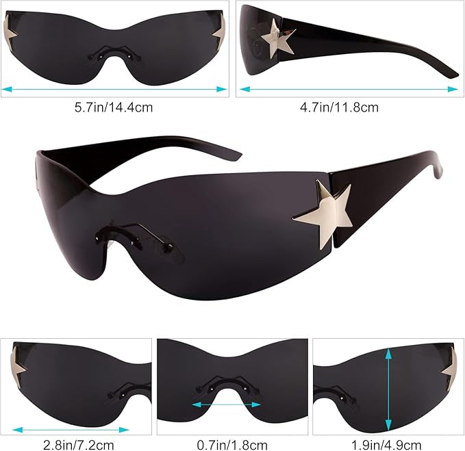 Runde Y2K Sonnenbrille mit Stern - Doppelpack