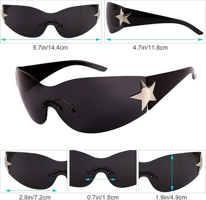 Runde Y2K Sonnenbrille mit Stern - Doppelpack