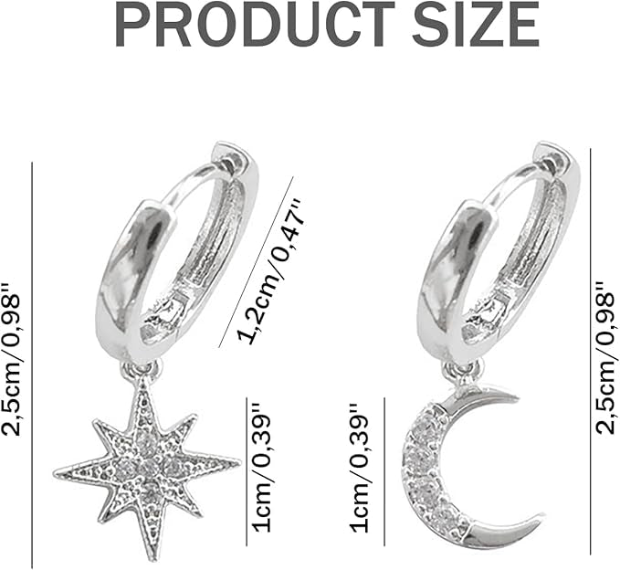 Creolen mit Stern und Mond Anhänger