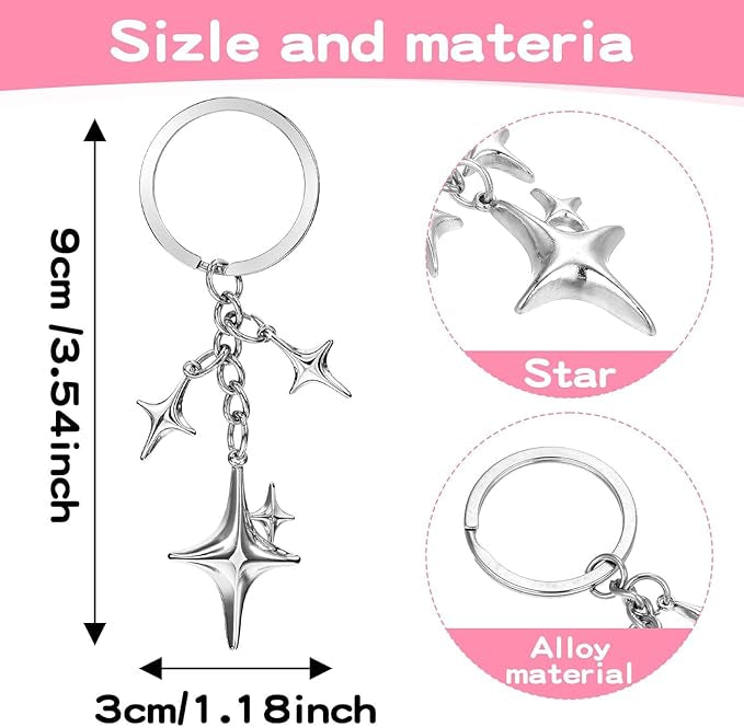 Schlüsselanhänger Silber - Stern mit 4 Ecken