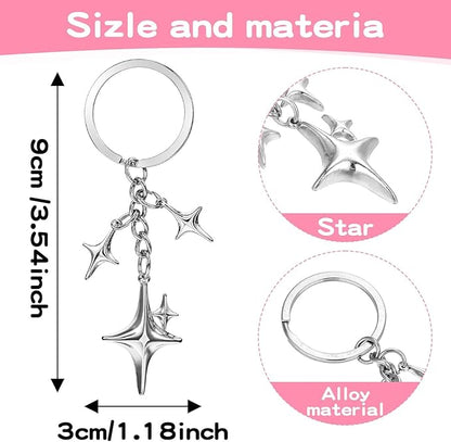 Schlüsselanhänger Silber - Stern mit 4 Ecken